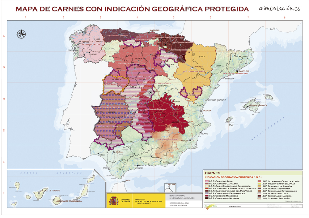 Mapa de las carnes españolas con Denominación de Origen